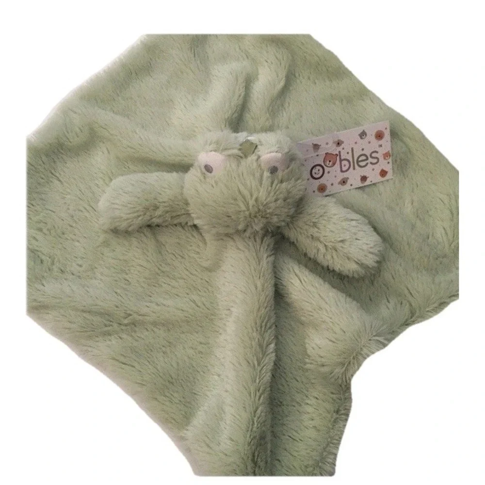 NWT Oobles Baby Green Frog Lovey Rattle Plush Infant Security Blanket Toy Danbar